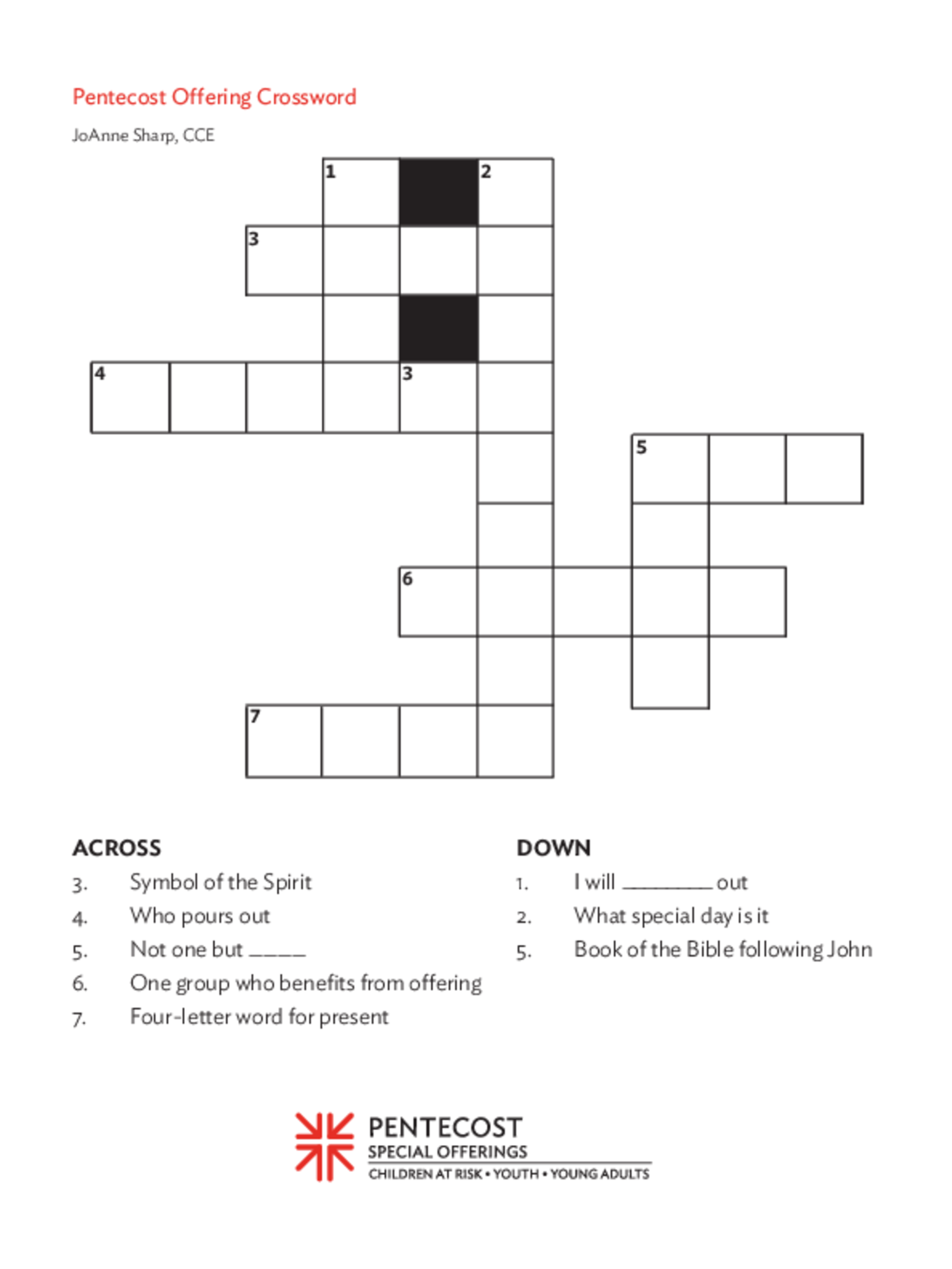 Crossword Puzzle for Children PO2025 Presbyterian Church (U.S.A.)